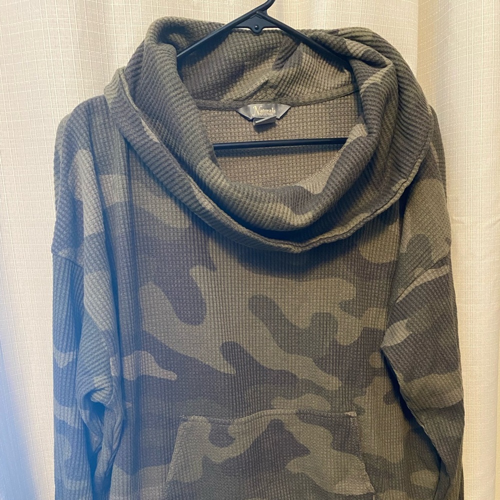 Natural Reflection women’s camo cowl neck sweater NEVER WORN